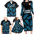 Custom Fiji Rugby Family Matching Long Sleeve Bodycon Dress and Hawaiian Shirt Flying Fijians Blue Palm Tree Version - Wonder Print Shop