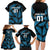 Custom Fiji Rugby Family Matching Long Sleeve Bodycon Dress and Hawaiian Shirt Flying Fijians Blue Palm Tree Version - Wonder Print Shop