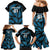 Custom Fiji Rugby Family Matching Mermaid Dress and Hawaiian Shirt Flying Fijians Blue Palm Tree Version - Wonder Print Shop