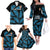 Custom Fiji Rugby Family Matching Off Shoulder Long Sleeve Dress and Hawaiian Shirt Flying Fijians Blue Palm Tree Version - Wonder Print Shop