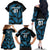 Custom Fiji Rugby Family Matching Off Shoulder Long Sleeve Dress and Hawaiian Shirt Flying Fijians Blue Palm Tree Version - Wonder Print Shop