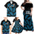 Custom Fiji Rugby Family Matching Off Shoulder Maxi Dress and Hawaiian Shirt Flying Fijians Blue Palm Tree Version - Wonder Print Shop