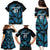 Custom Fiji Rugby Family Matching Puletasi Dress and Hawaiian Shirt Flying Fijians Blue Palm Tree Version - Wonder Print Shop