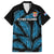 Custom Fiji Rugby Family Matching Puletasi Dress and Hawaiian Shirt Flying Fijians Blue Palm Tree Version - Wonder Print Shop