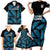 Custom Fiji Rugby Family Matching Short Sleeve Bodycon Dress and Hawaiian Shirt Flying Fijians Blue Palm Tree Version - Wonder Print Shop