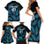 Custom Fiji Rugby Family Matching Short Sleeve Bodycon Dress and Hawaiian Shirt Flying Fijians Blue Palm Tree Version - Wonder Print Shop