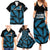 Custom Fiji Rugby Family Matching Summer Maxi Dress and Hawaiian Shirt Flying Fijians Blue Palm Tree Version - Wonder Print Shop