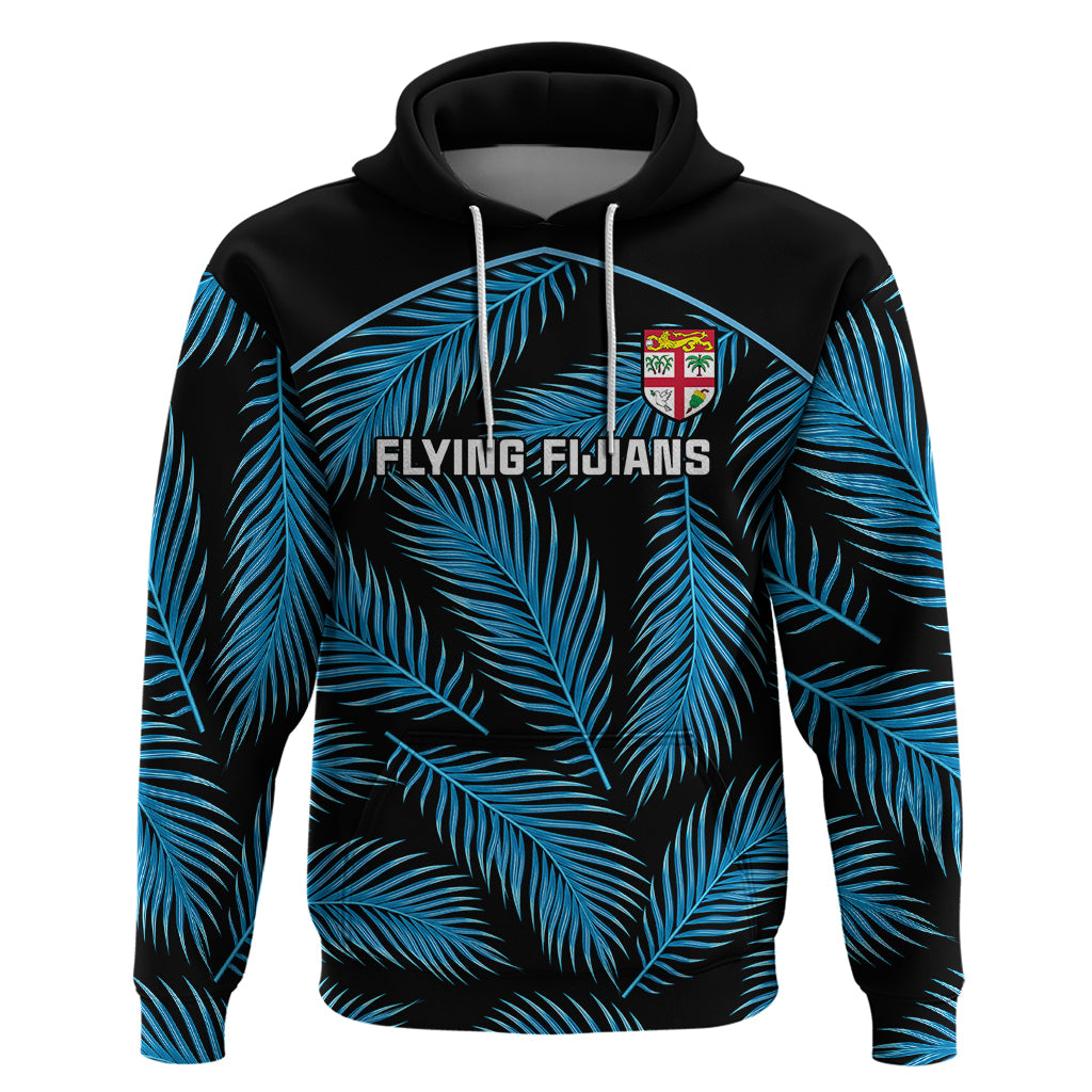 Custom Fiji Rugby Hoodie Flying Fijians Blue Palm Tree Version - Wonder Print Shop