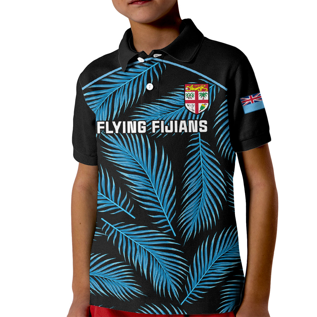 Custom Fiji Rugby Kid Polo Shirt Flying Fijians Blue Palm Tree Version - Wonder Print Shop