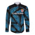 Custom Fiji Rugby Long Sleeve Button Shirt Flying Fijians Blue Palm Tree Version - Wonder Print Shop