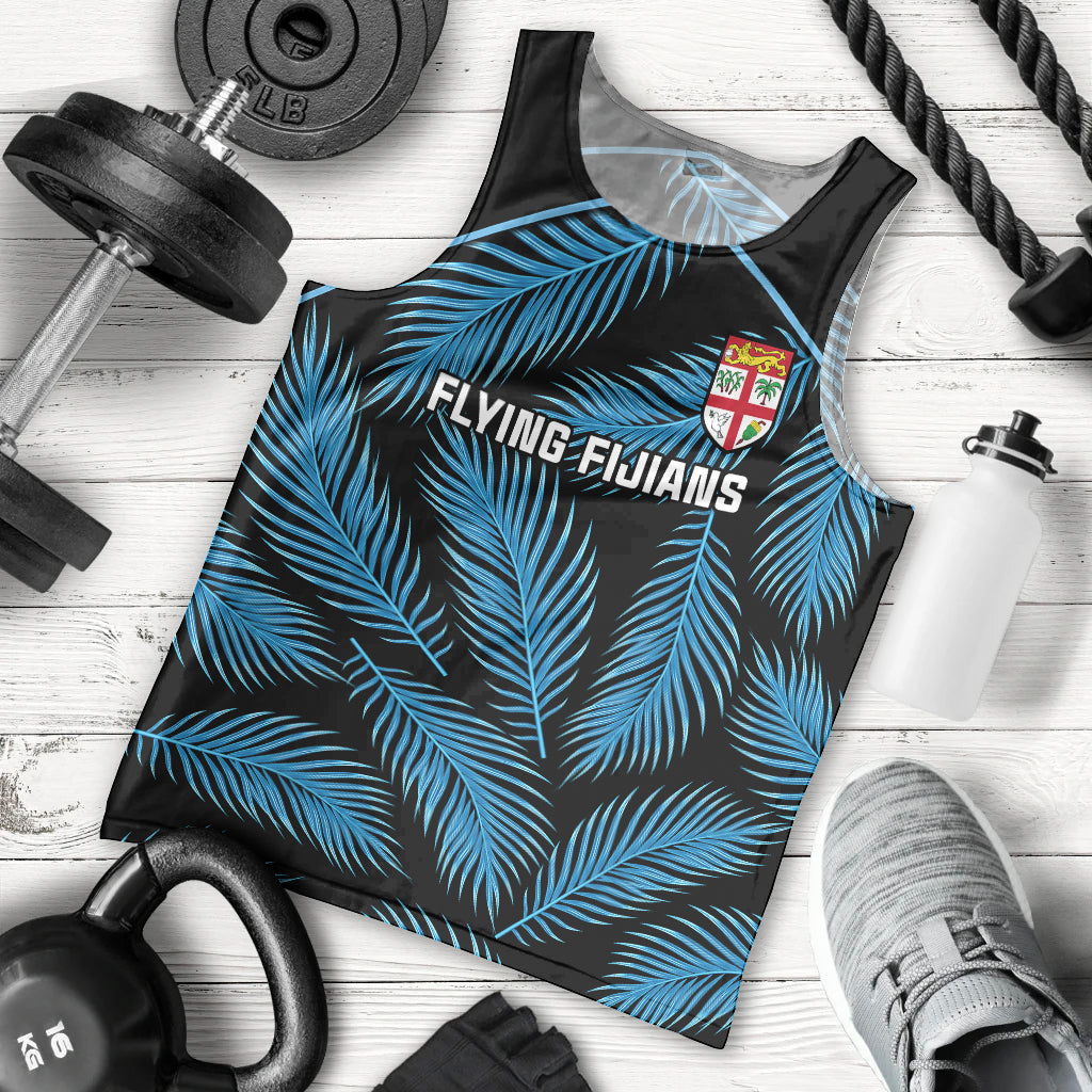 Custom Fiji Rugby Men Tank Top Flying Fijians Blue Palm Tree Version - Wonder Print Shop