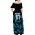 Custom Fiji Rugby Off Shoulder Maxi Dress Flying Fijians Blue Palm Tree Version - Wonder Print Shop