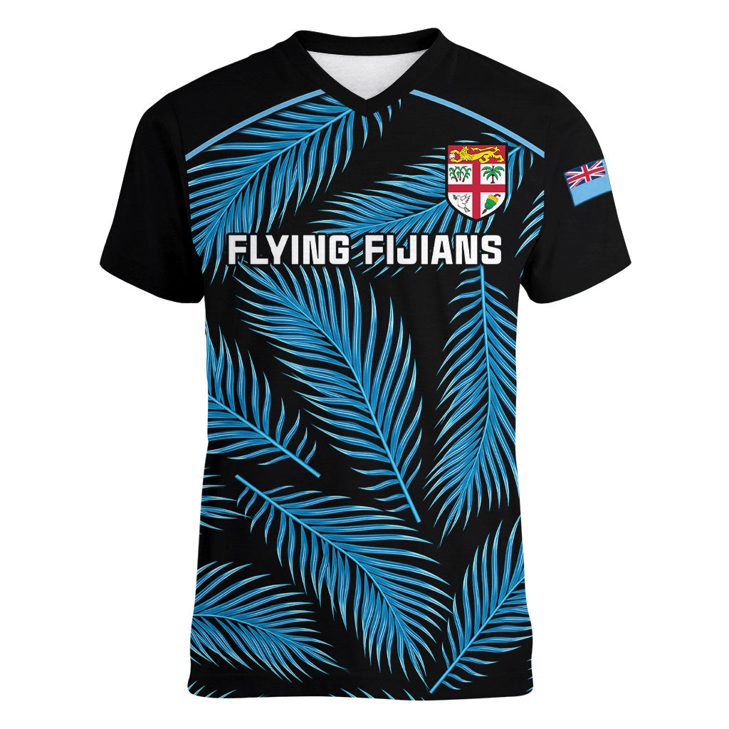 custom-fiji-rugby-women-v-neck-t-shirt-flying-fijians-blue-palm-tree-version