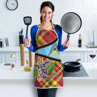 Saint Lucia Creole Day Apron Madras Pattern Zipper Stylized - Wonder Print Shop