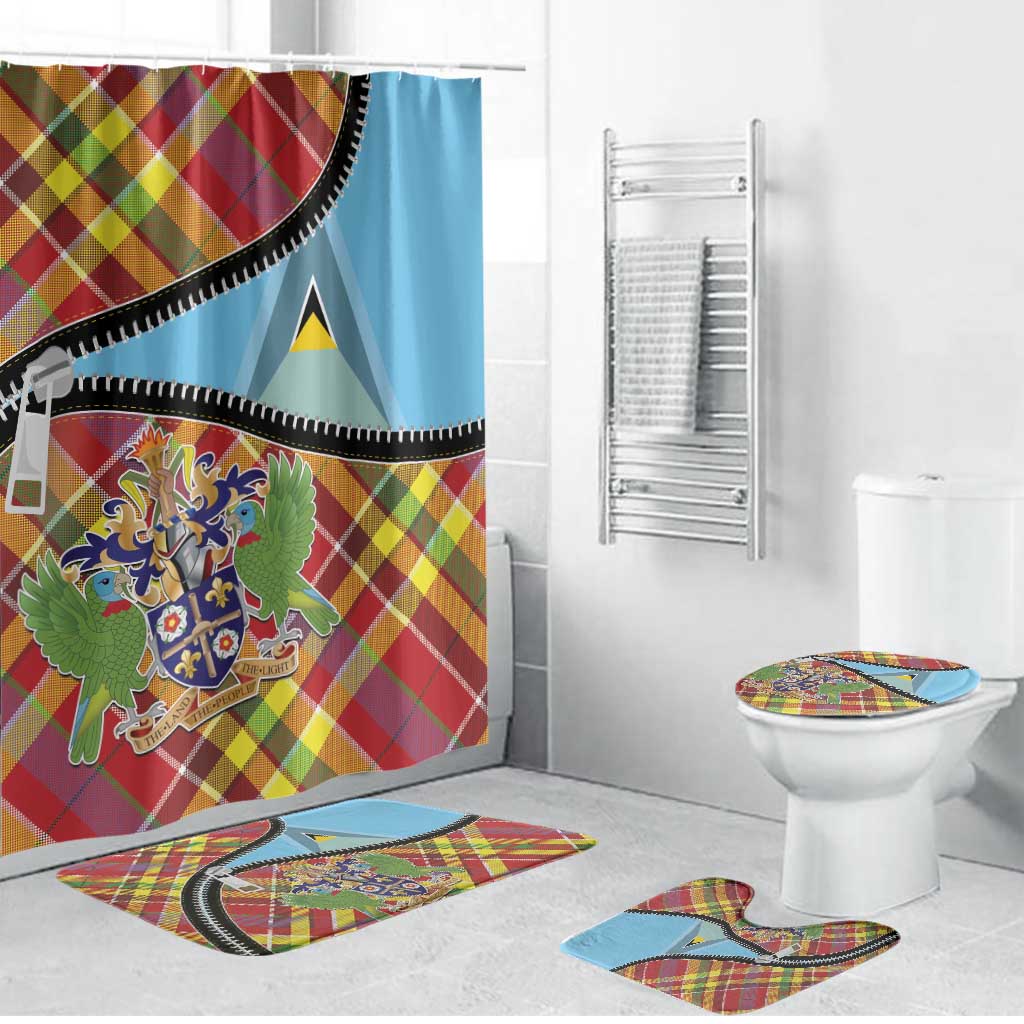 Saint Lucia Creole Day Bathroom Set Madras Pattern Zipper Stylized - Wonder Print Shop