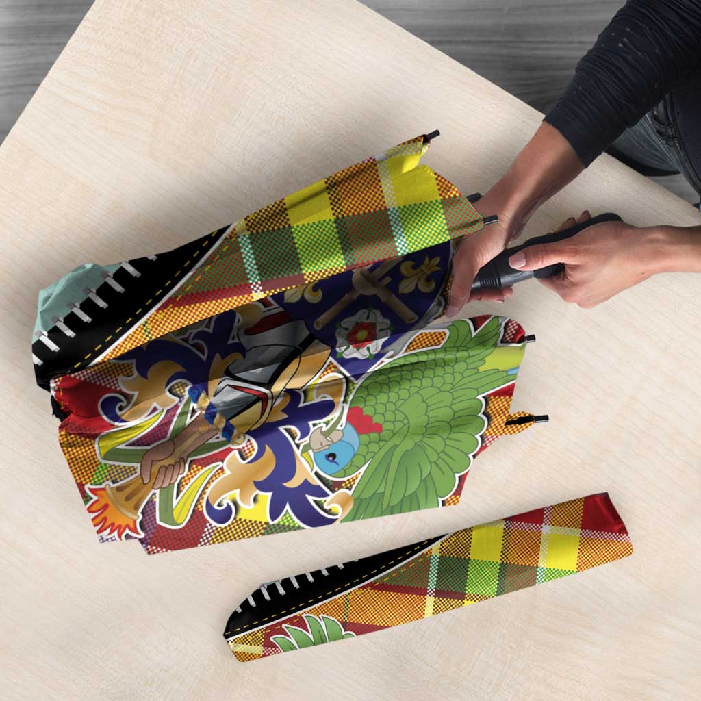 Saint Lucia Creole Day Umbrella Madras Pattern Zipper Stylized - Wonder Print Shop
