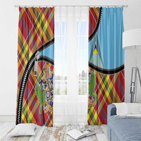 Saint Lucia Creole Day Window Curtain Madras Pattern Zipper Stylized - Wonder Print Shop