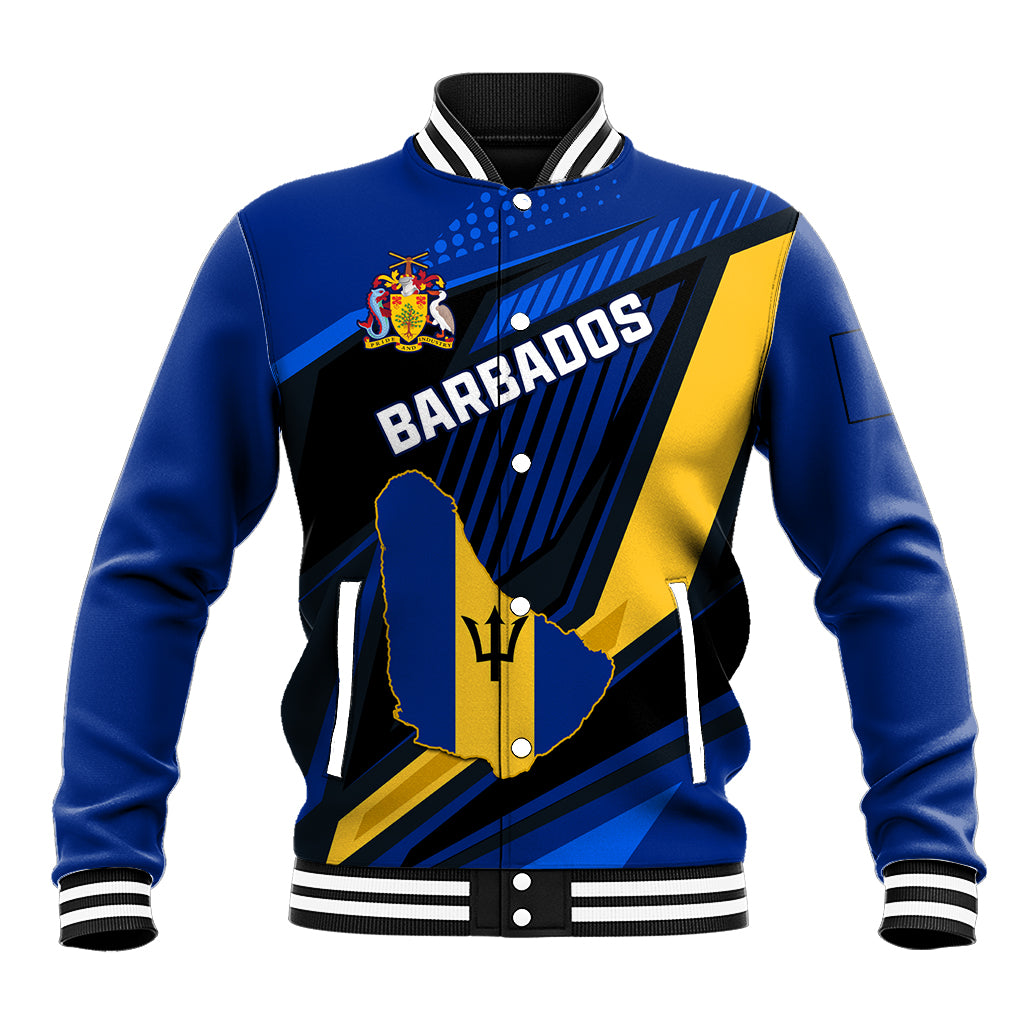 Personalised Barbados Independence Day Baseball Jacket Barbadian Coat Of Arms Special Version - Wonder Print Shop