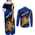 Personalised Barbados Independence Day Couples Matching Off Shoulder Maxi Dress and Long Sleeve Button Shirt Barbadian Coat Of Arms Special Version - Wonder Print Shop