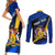 Personalised Barbados Independence Day Couples Matching Short Sleeve Bodycon Dress and Long Sleeve Button Shirt Barbadian Coat Of Arms Special Version - Wonder Print Shop