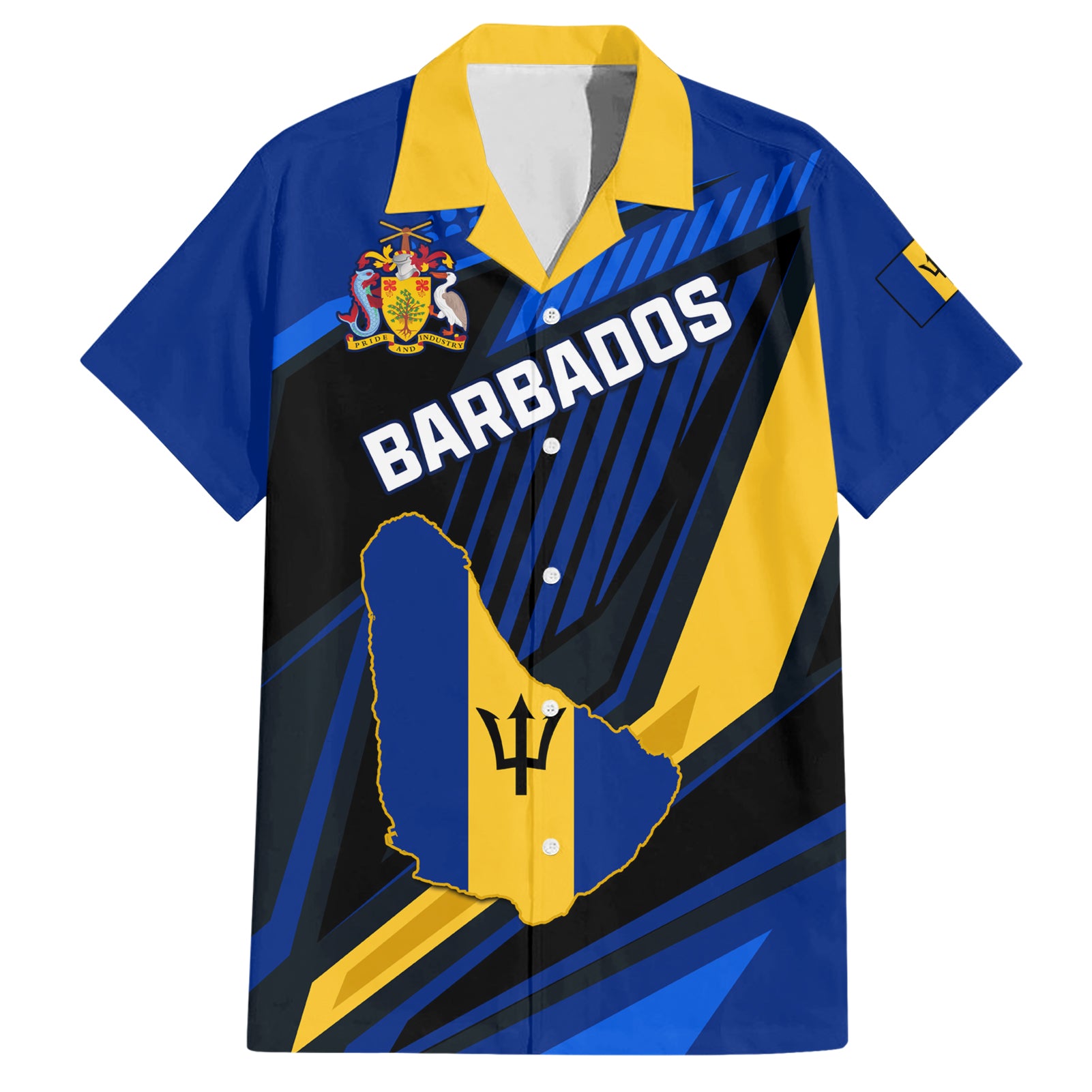 Personalised Barbados Independence Day Hawaiian Shirt Barbadian Coat Of Arms Special Version - Wonder Print Shop