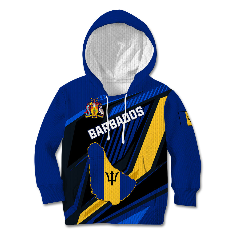 Personalised Barbados Independence Day Kid Hoodie Barbadian Coat Of Arms Special Version - Wonder Print Shop