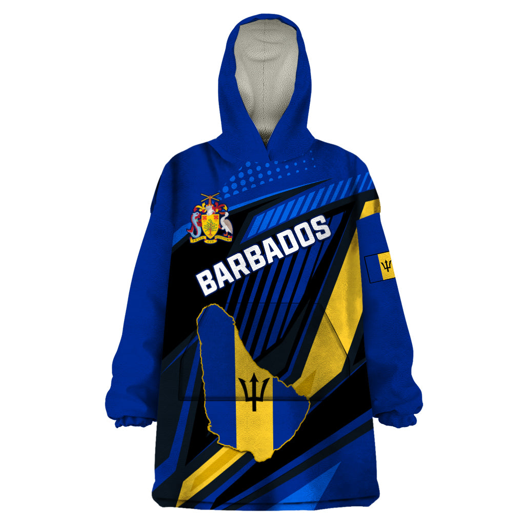 Personalised Barbados Independence Day Wearable Blanket Hoodie Barbadian Coat Of Arms Special Version - Wonder Print Shop