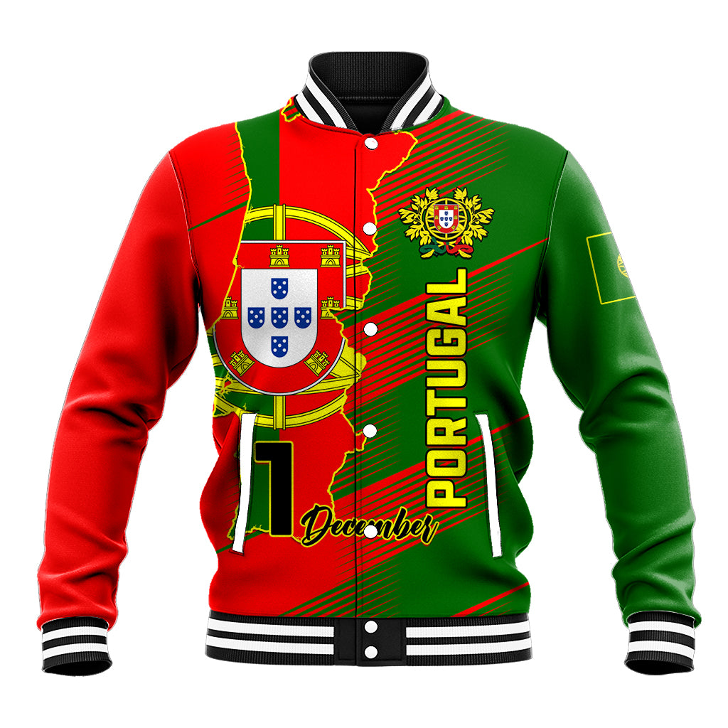 Personalised Portugal Independence Day Baseball Jacket Portuguesa Map Flag Style - Wonder Print Shop