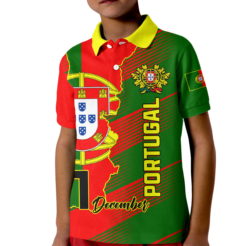 Personalised Portugal Independence Day Kid Polo Shirt Portuguesa Map Flag Style - Wonder Print Shop