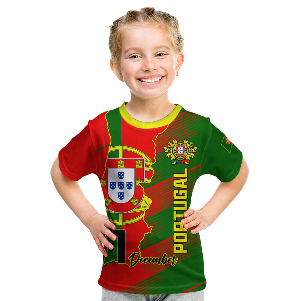 Personalised Portugal Independence Day Kid T Shirt Portuguesa Map Flag Style - Wonder Print Shop