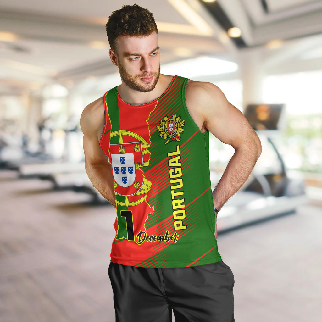 Personalised Portugal Independence Day Men Tank Top Portuguesa Map Flag Style - Wonder Print Shop