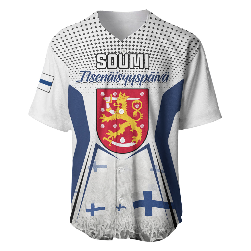 Personalised Finland Independence Day Baseball Jersey Soumi Coat Of Arms Special Version - Wonder Print Shop