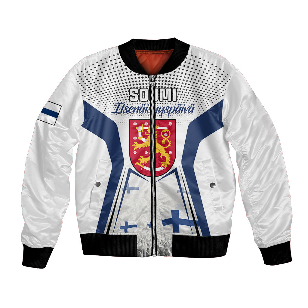 Personalised Finland Independence Day Bomber Jacket Soumi Coat Of Arms Special Version - Wonder Print Shop