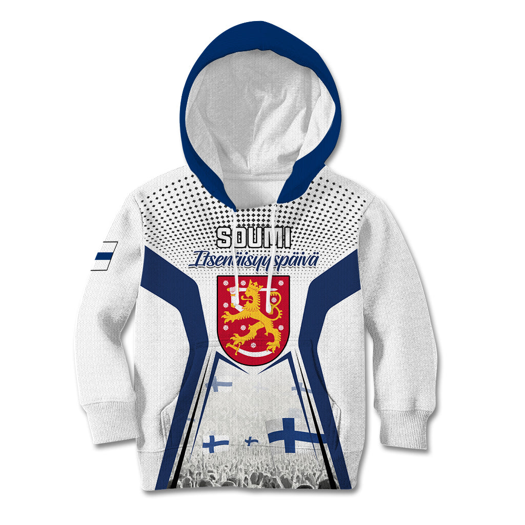 Personalised Finland Independence Day Kid Hoodie Soumi Coat Of Arms Special Version - Wonder Print Shop