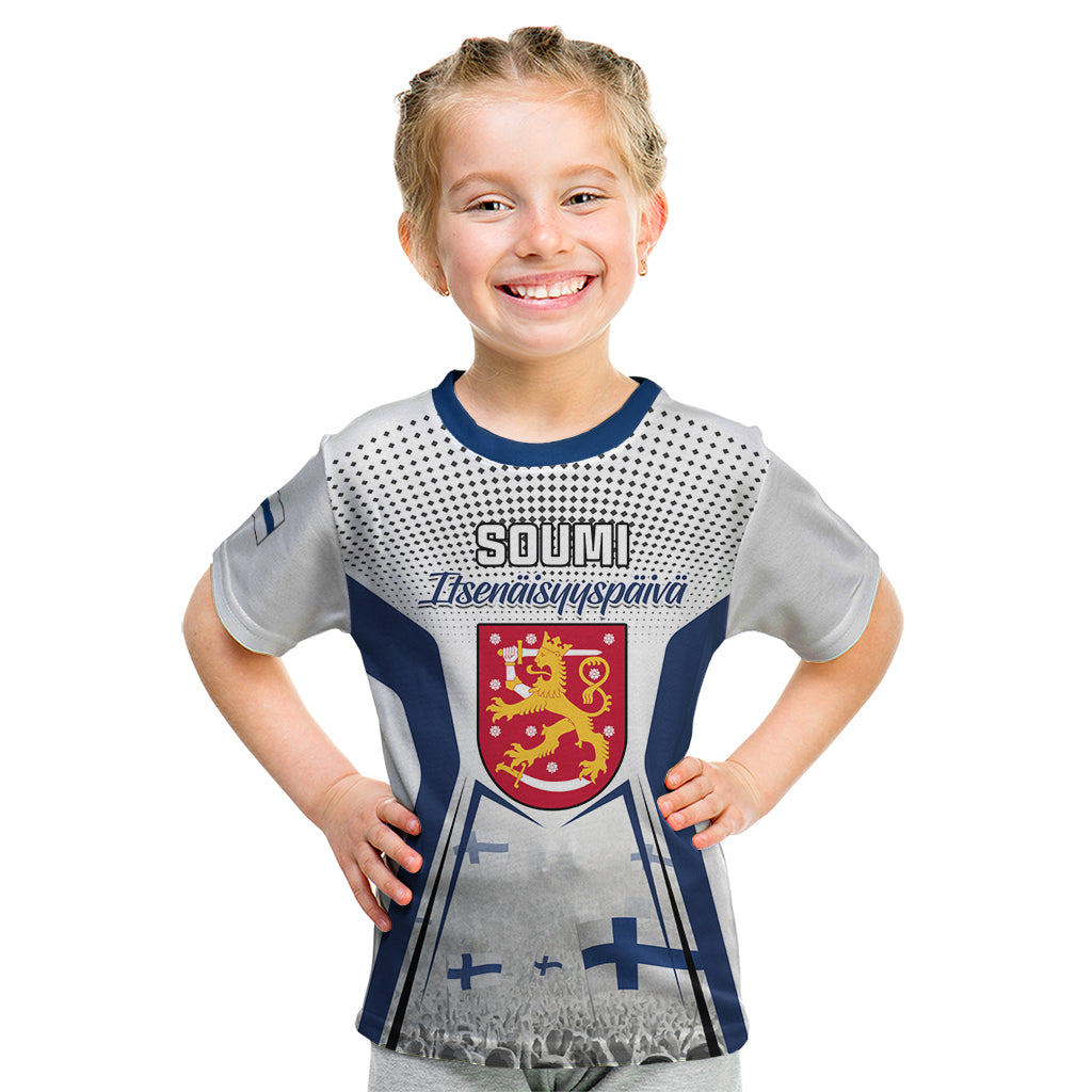 Personalised Finland Independence Day Kid T Shirt Soumi Coat Of Arms Special Version - Wonder Print Shop