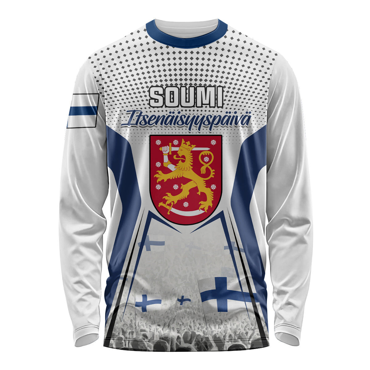 Personalised Finland Independence Day Long Sleeve Shirt Soumi Coat Of Arms Special Version - Wonder Print Shop