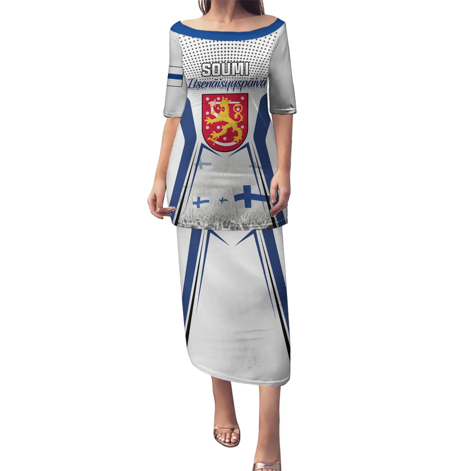 Personalised Finland Independence Day Puletasi Soumi Coat Of Arms Special Version - Wonder Print Shop