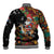 South Africa Christmas Baseball Jacket Black Santa Claus Riding Springbok - Wonder Print Shop