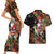 South Africa Christmas Couples Matching Short Sleeve Bodycon Dress and Hawaiian Shirt Black Santa Claus Riding Springbok - Wonder Print Shop