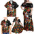 South Africa Christmas Family Matching Off Shoulder Maxi Dress and Hawaiian Shirt Black Santa Claus Riding Springbok - Wonder Print Shop