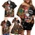 South Africa Christmas Family Matching Off Shoulder Short Dress and Hawaiian Shirt Black Santa Claus Riding Springbok - Wonder Print Shop