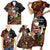 South Africa Christmas Family Matching Short Sleeve Bodycon Dress and Hawaiian Shirt Black Santa Claus Riding Springbok - Wonder Print Shop