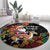 South Africa Christmas Round Carpet Black Santa Claus Riding Springbok