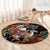 South Africa Christmas Round Carpet Black Santa Claus Riding Springbok