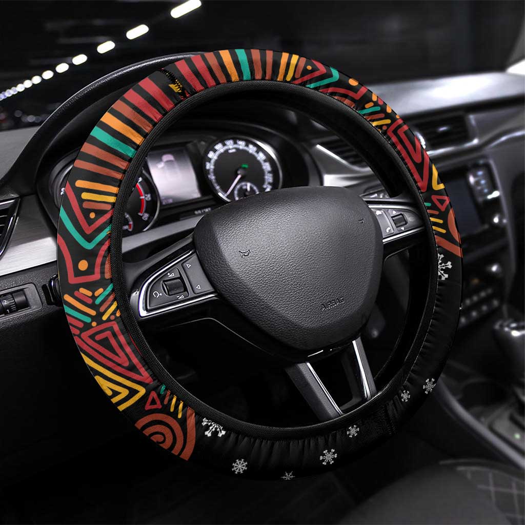 South Africa Christmas Steering Wheel Cover Black Santa Claus Riding Springbok