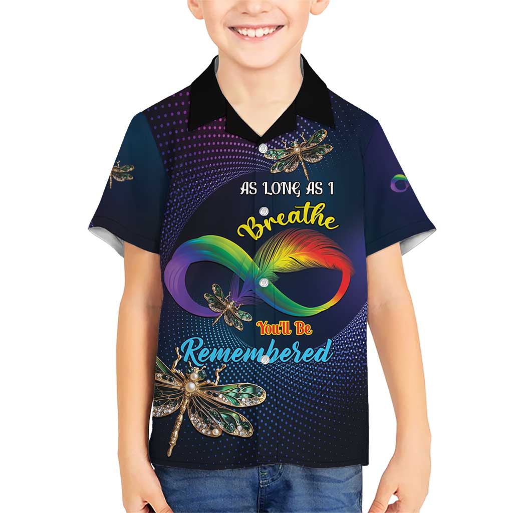 Personalized As Long As I Breathe You'll Be Remembered Kid Hawaiian Shirt Feather Infinity Luxury Dragonfly