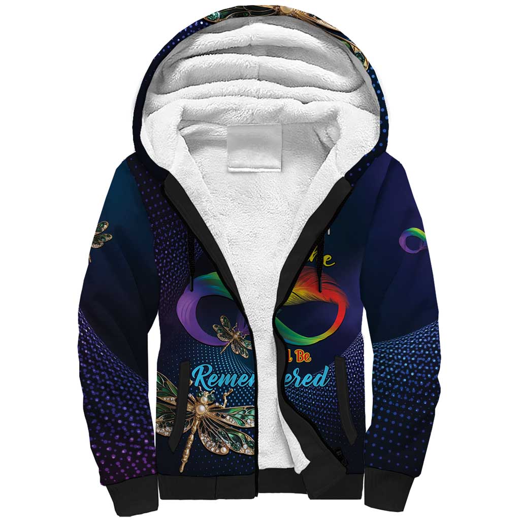 Personalized As Long As I Breathe You'll Be Remembered Sherpa Hoodie Feather Infinity Luxury Dragonfly