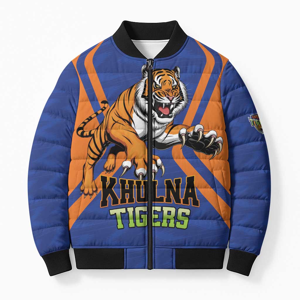 Custom Khulna Cricket Tigers Bomber Puffer Jacket Ready to Roar - Wonder Print Shop