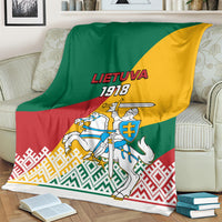 Lithuania Independence Day blanket, spread; green/yellow/red with LIETUVA 1918 and Vytis