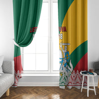 Lithuania Independence Day window curtain panel with green, yellow, and red diagonal design.